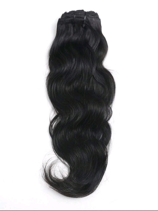 Natural Black Wave Clip in Hair Extensions  10pcs
