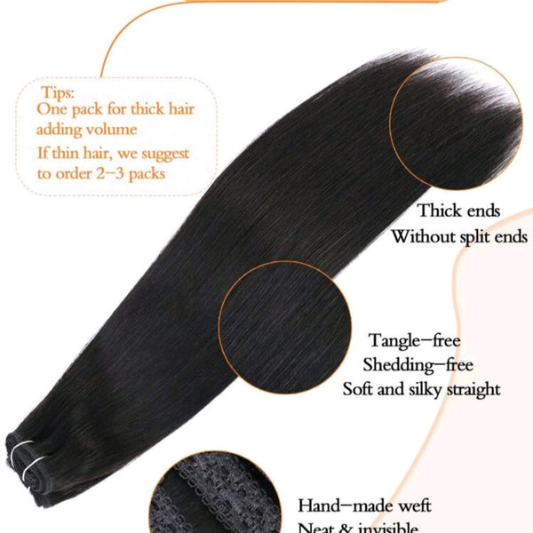 7pcs Clip in Straight Natural Hair Extensions